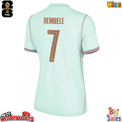 France Ousmane Dembele #7 Replica Away Stadium Shirt for Women World Cup 2026 Short Sleeve
